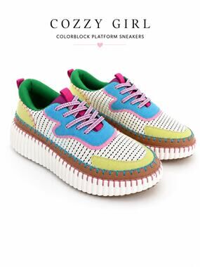 Cozzy Girl Woven Knit Sneakers Womens 8 8.5 Estimated Multicolor Lace Up